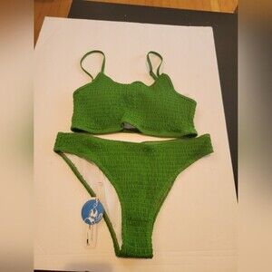 Cupshe Women Green 2 piece Bikini Set Size Large
